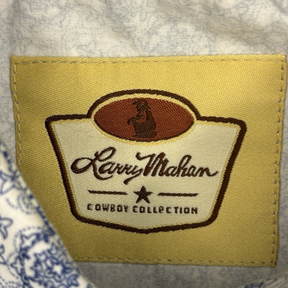 Larry Mahan Shirt Mens XXL Cowboy Collection Blue Paisley Pearl Snap Sawtooth - Picture 8 of 13